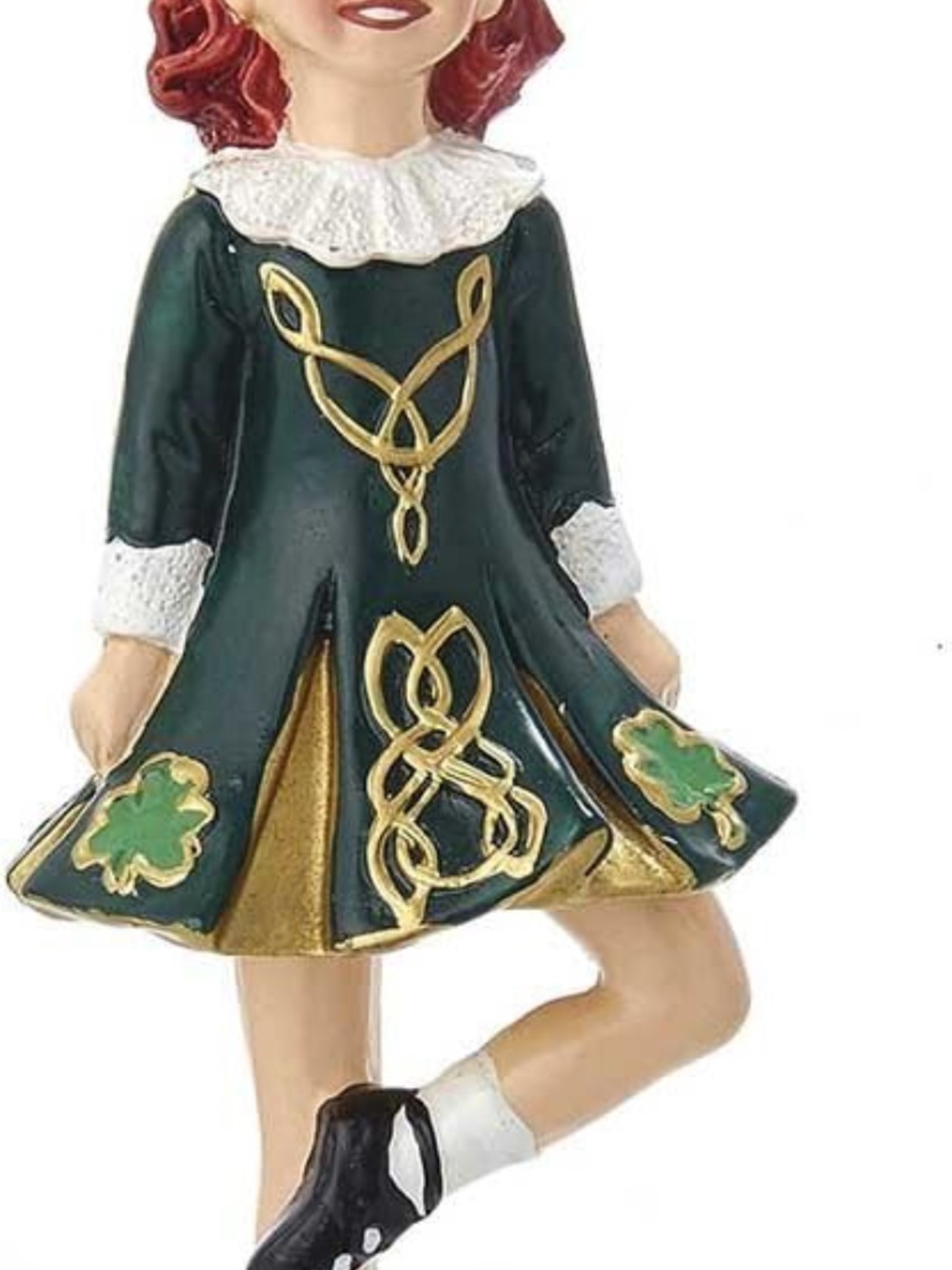 Irish Dancer Holiday Ornament - Red Hair and Green Dress Girl Dance - Picture 2 of 2